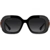 Etro 52mm Gradient Rectangular Sunglasses In Black