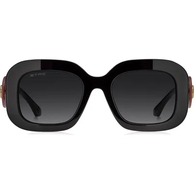 Etro 52mm Gradient Rectangular Sunglasses In Black