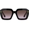 Etro 52mm Gradient Rectangular Sunglasses In Black