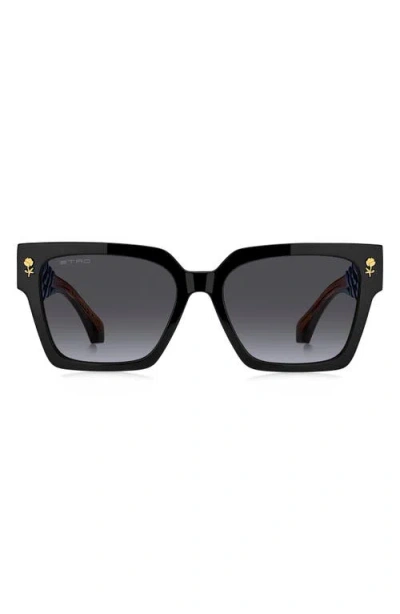 Etro 55mm Gradient Rectangular Sunglasses In Black
