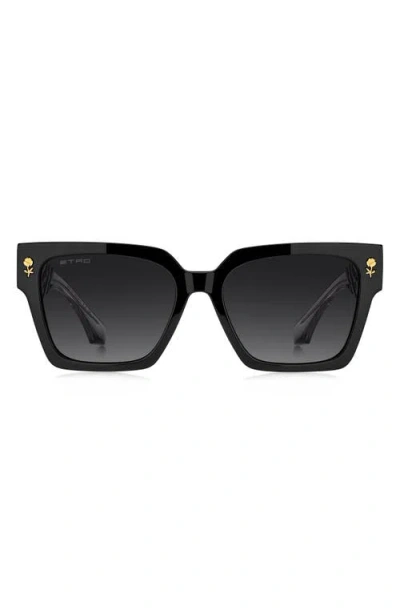 Etro 55mm Gradient Rectangular Sunglasses In Black