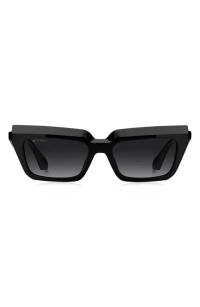 Etro 55mm Rectangular Sunglasses In Black
