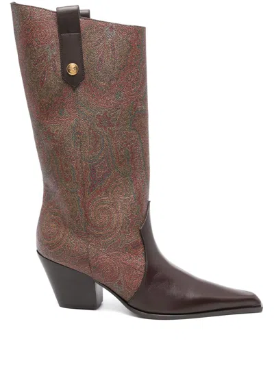ETRO 60MM PAISLEY-JACQUARD LEATHER SHOES