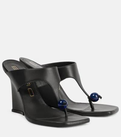 ETRO 90 LEATHER WEDGE SANDALS