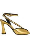 Etro 90mm Cracked-effect Ankle Strap Heeled Sandals In Gold