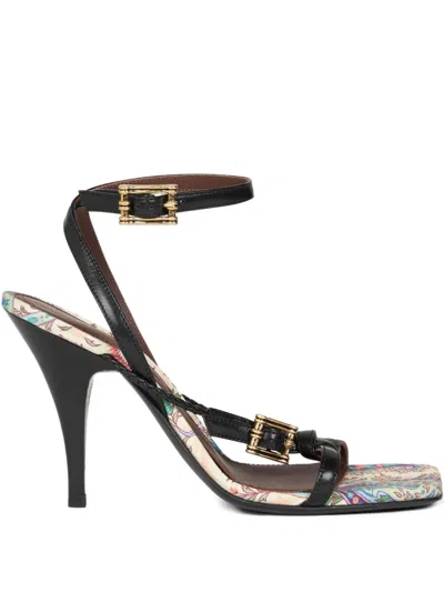 Etro 90mm Leather High-heeled Sandals In Multi