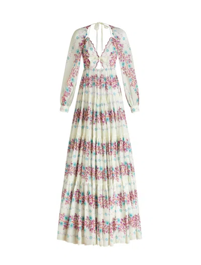 Etro Floral Flared Maxi-dress In Multicolore