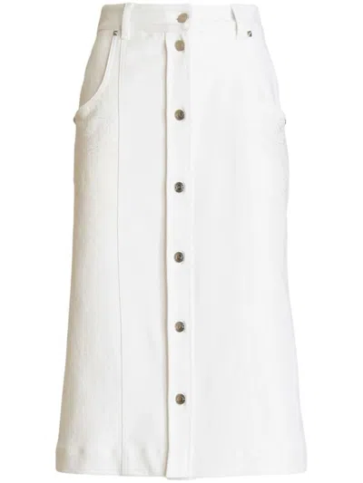Etro A-line Denim Skirt With Button-down Front In White