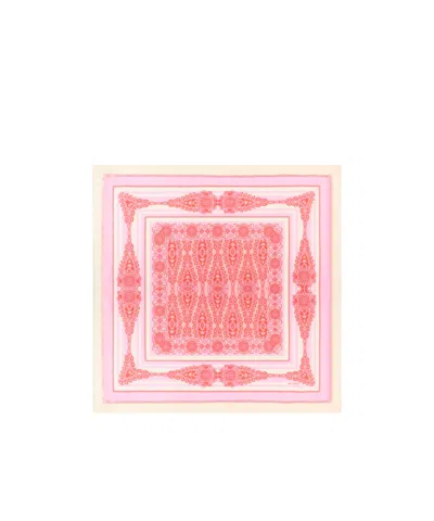 Etro A Silk Scarf Decorated With Badges And Paisley Patterns In Pink