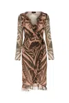 Etro Printed Ruched Midi Dress In Silk