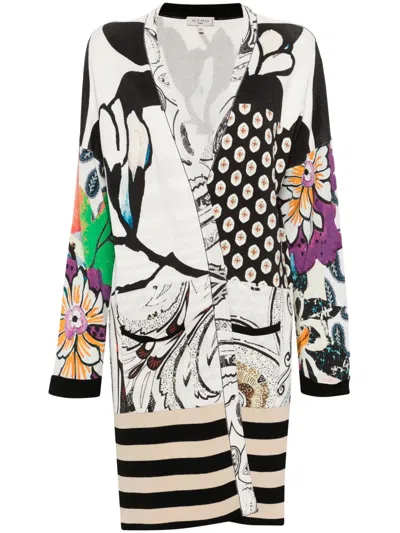 Pre-owned Etro Abstract-pattern Midi Coat In 白色