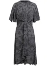 Etro , Printed Flared Dress, Grey, Size 44 In Grey