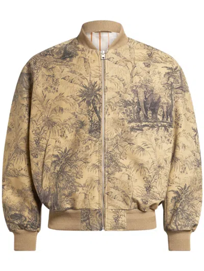 Etro Abstract Print Bomber Jacket In Neutrals