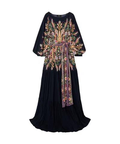 Etro Abstract-print Maxi Dress In Black