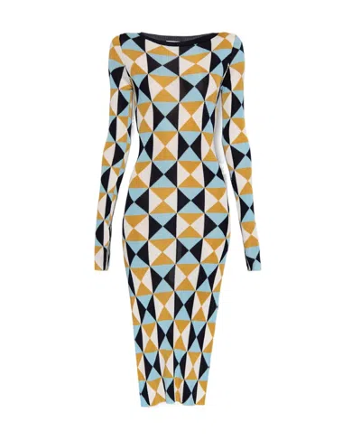 Etro Abstract-print Midi Dress In White
