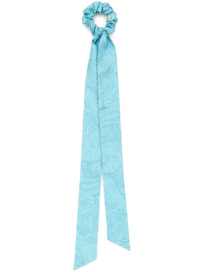 Etro Abstract-print Scrunchie In Light Blue