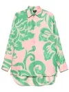 Etro Pink Silk Shirt With Green Print Women In Pink
