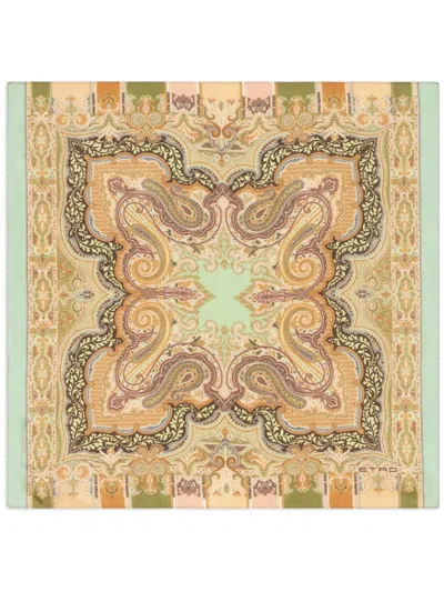 Etro Abstract-print Silk Pocket Square In Neutrals