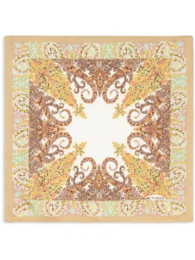 Etro Abstract-print Silk Pocket Square In Neutrals