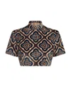 Etro Abstract-print Velvet Crop Top In Black