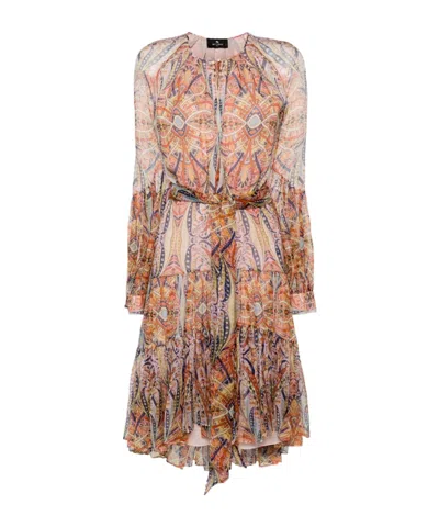 ETRO ETRO ABSTRACT PRINTED CHIFFON MIDI DRESS
