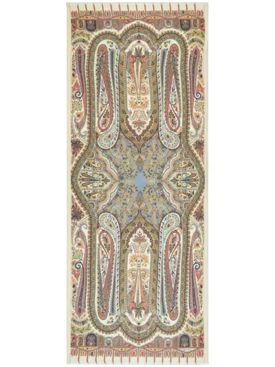 Etro Paisley-print Cashmere-silk Blend Scarf In Beige