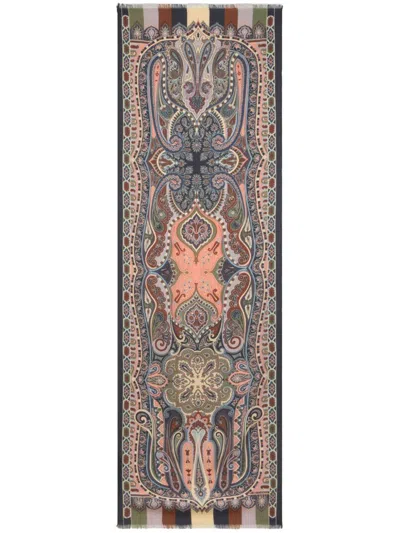 Etro Paisley-print Twill Scarf In Pink