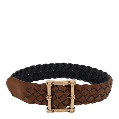 Etro Women Reversible Belt In Leather And Braided Suede In Brown