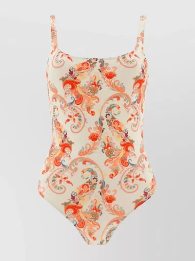 Etro Adjustable Straps" "paisley" Swimsuit With "high-cut Leg In Multi