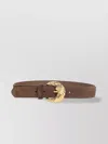 Etro Adjustable Suede Belt Loop Tonal Stitching In Brown