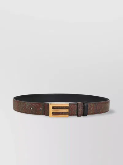 Etro Adjustable Textured Fabric Belt With Gold-tone Buckle In Black