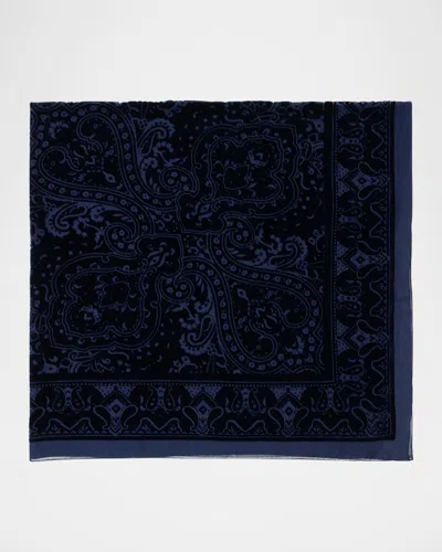Etro Aida Flocked Paisley Shawl In Blue
