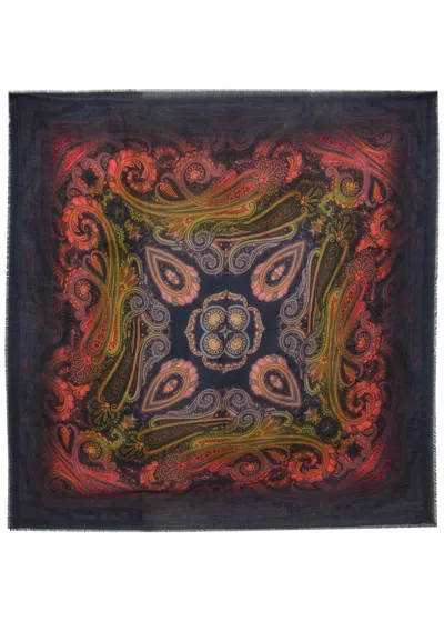Etro Aida Patterned Wool And Cashmere-blend Shawl In Blue