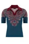 Etro Air Force Blu Viscose Blend Polo Shirt