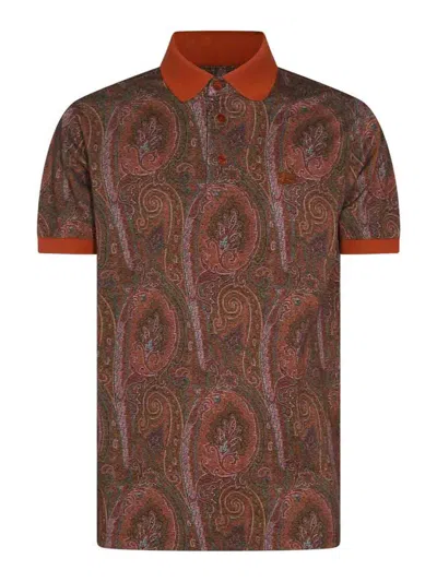 ETRO ALL-OVER FOLIAGE COTTON POLO SHIRT