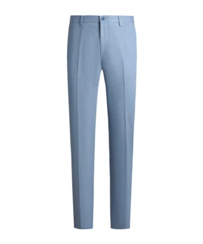 Etro All-over Paisley Jacquard Trousers In Blue