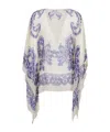 Etro Women Blue Cape With All-over Paisley Print In Silk Woman In Multi