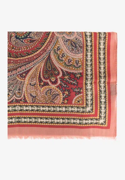 Etro All-over Pattern Wool And Silk Scarf In Multi