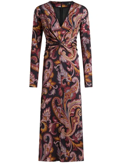 Etro All-over Print Dress In Black