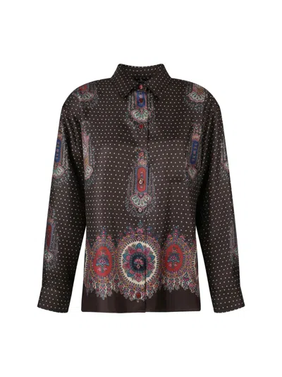 Etro All Over Print Shirt In Brown