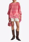 Etro Pink Paisley Silk Poncho