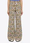 Etro Printed Cotton Denim Flared Jeans In Multicolor