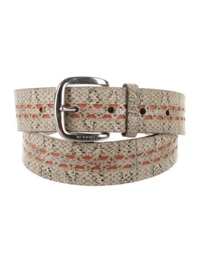 Pre-owned Etro Alligator Belt In Brown