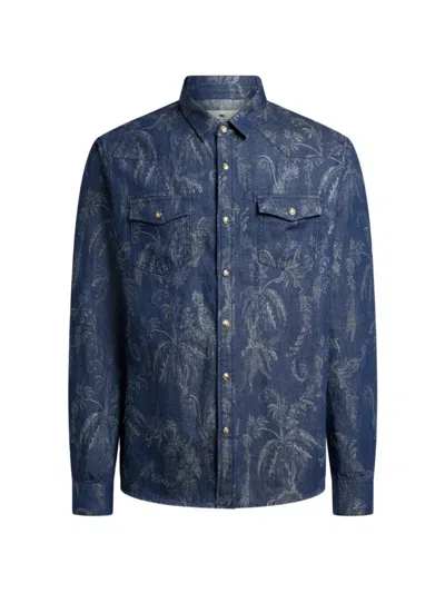 Etro All-over Jacquard-motif Shirt In Blue