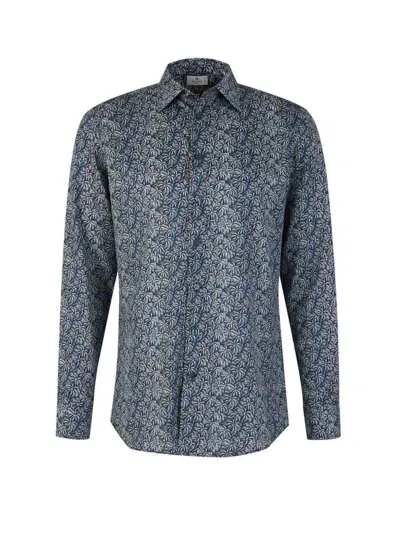 Etro Allover Printed Long-sleeved Shirt In Stampa F.do Azzurro