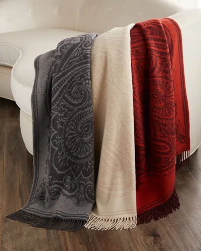 Etro Alocasia Fringed Wool & Cashmere Throw Blanket In Red