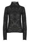 Etro Turtleneck Jacquard Sweater In Brushed-effect In Black