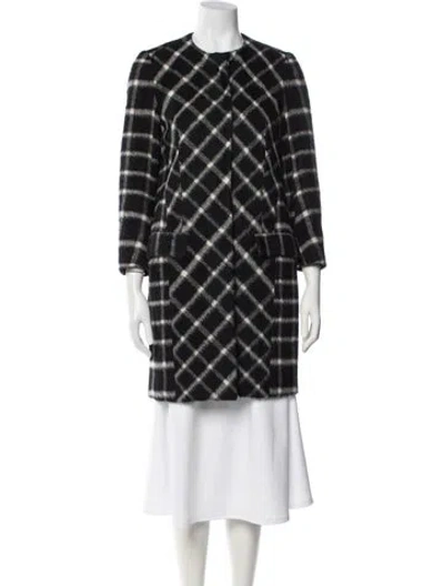 Pre-owned Etro Alpaca Plaid Print Coat In Black