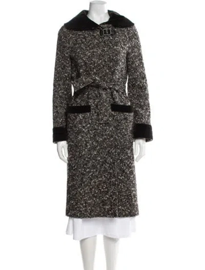 Pre-owned Etro Alpaca Tweed Pattern Trench Coat In Brown