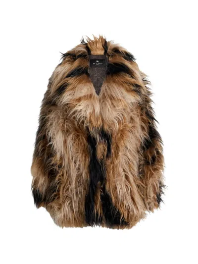 Etro Alpaca-wool Coat In Brown